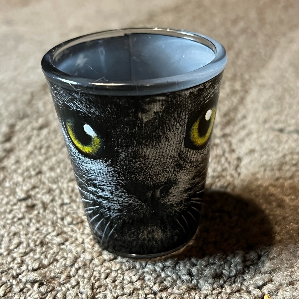 *6 for $10!* Just Funky Black Cat Glass Shot Glass Kitty Halloween Goth 2oz
